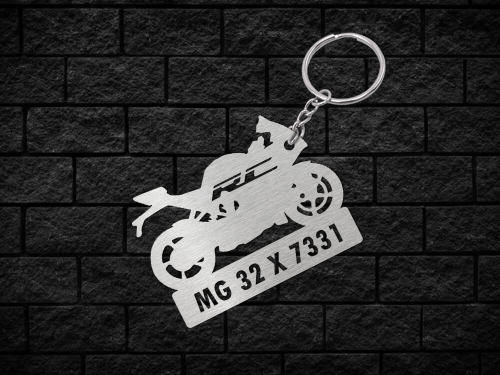 Metal Bike Shape Number Plate Keychain - MVS221 - KTM RC