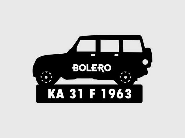 Car Shape Number Plate Keychain - VS517 - Mahindra Bolero
