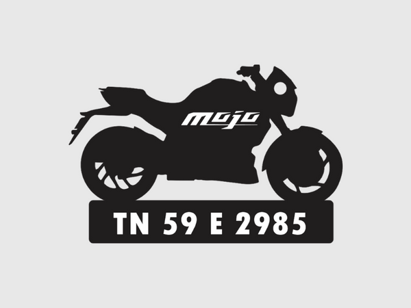 Bike Shape Number Plate Keychain - VS114 - Mahindra Mojo