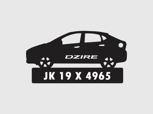 Car Shape Number Plate Keychain - VS80 - Maruti Suzuki Dzire