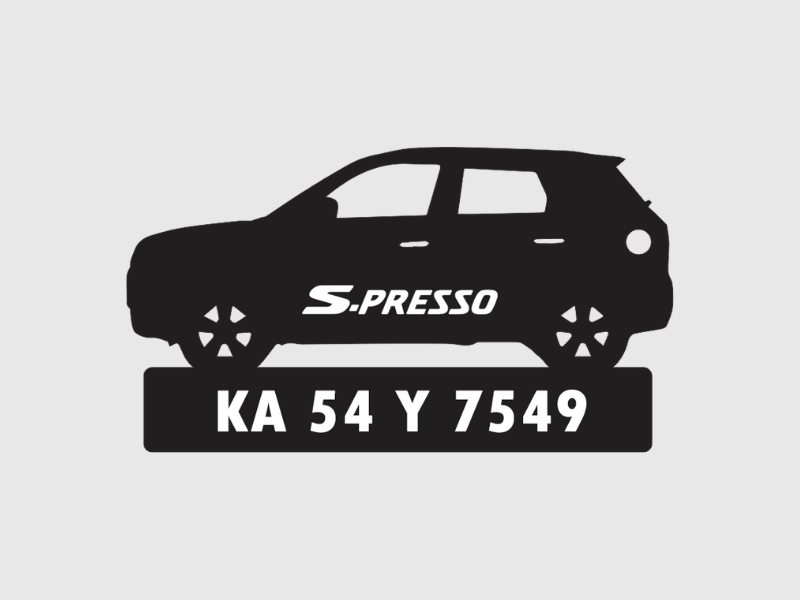 Car Shape Number Plate Keychain - VS98 - Maruti Suzuki S-Presso