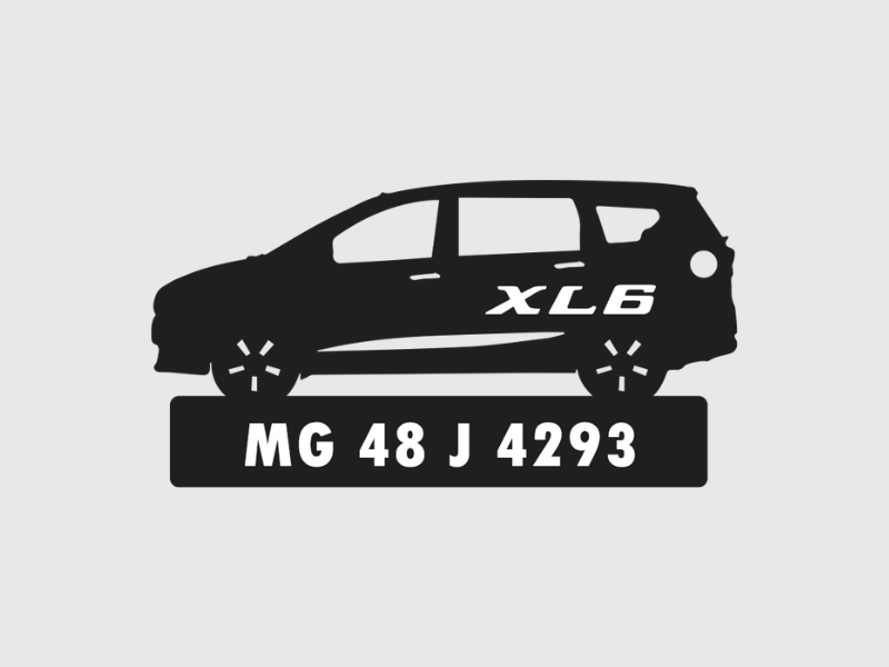 Car Shape Number Plate Keychain - VS514 - Maruti Suzuki XL6