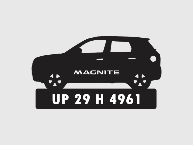Car Shape Number Plate Keychain - VS96 - Nissan Magnite- Wisholize