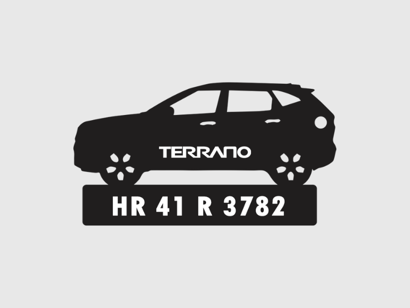 Car Shape Number Plate Keychain - VS510 - Nissan Terrano