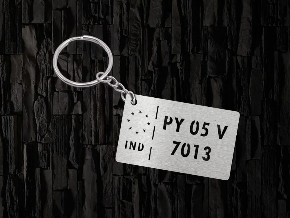 Mini Metal Number Plate Keychain (MNP1)