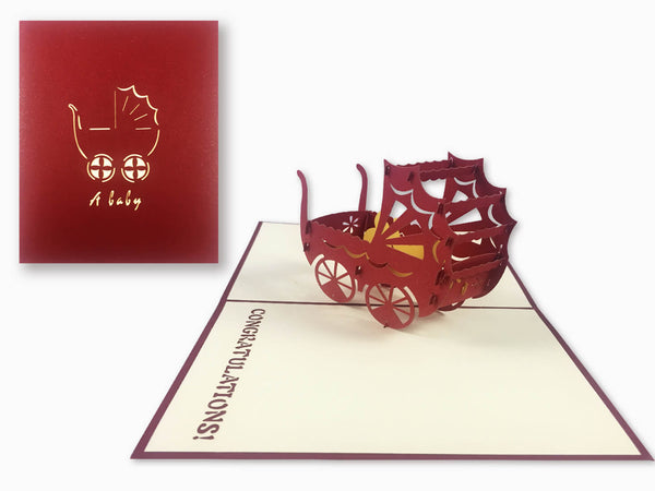 3D Pop Up Greeting Card - Baby Cradle (P119) - Wisholize - Greeting Card