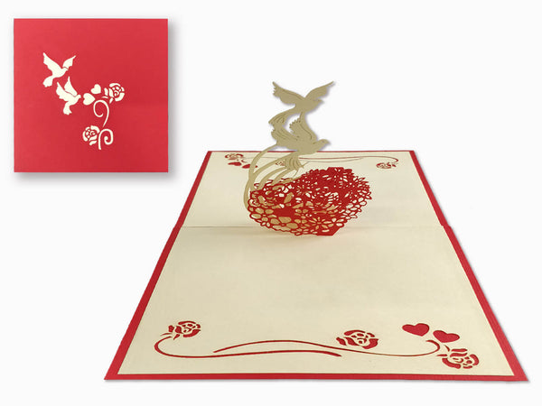 3D Pop Up Greeting Card - Heart (P124) - Wisholize - Greeting Card