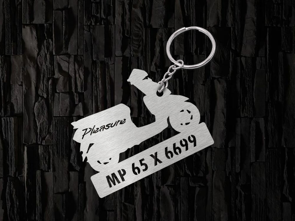 Metal Bike Shape Number Plate Keychain - MVS93 - Hero Pleasure
