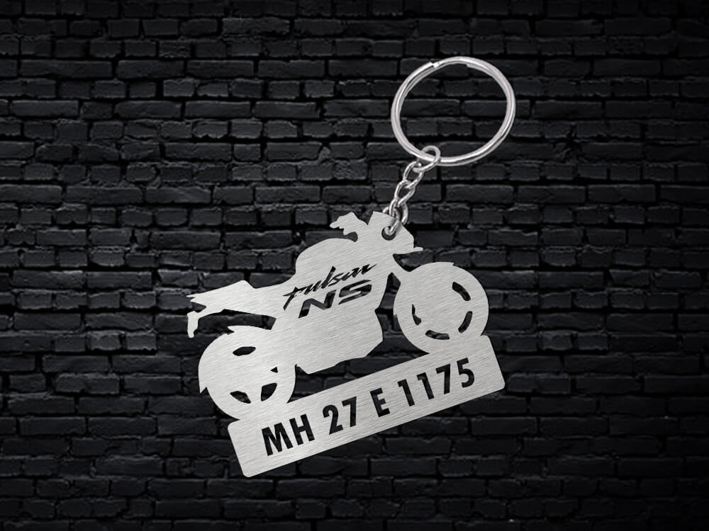Metal Bike Shape Number Plate Keychain - MVS24 - Bajaj Pulsar NS