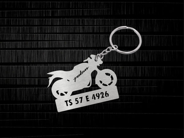 Metal Bike Shape Number Plate Keychain - MVS41 - Bajaj Pulsar