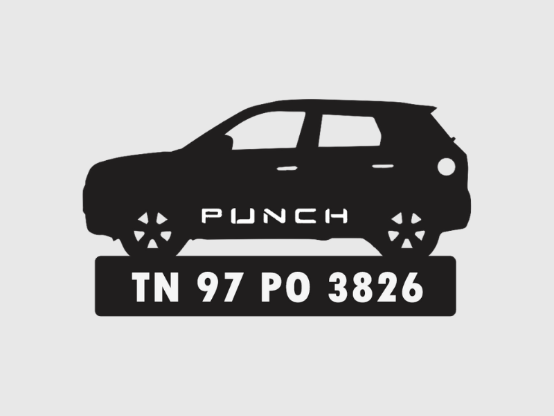 Car Shape Number Plate Keychain - VS53 - Tata Punch - Wisholize - Key Chain