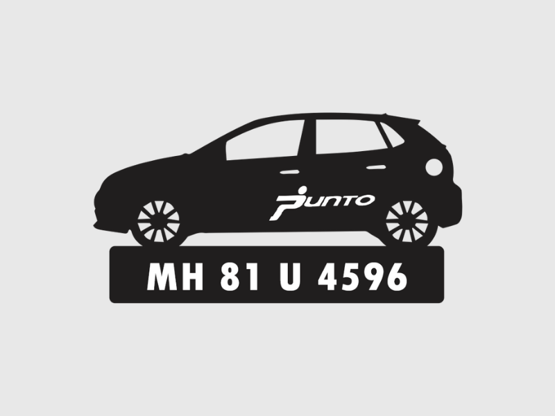 Car Shape Number Plate Keychain - VS502 - Fiat Punto