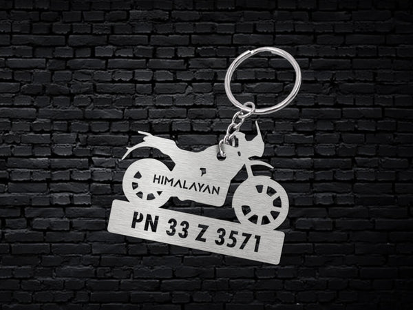 Metal Bike Shape Number Plate Keychain - MVS23 - Royal Enfield Himalayan