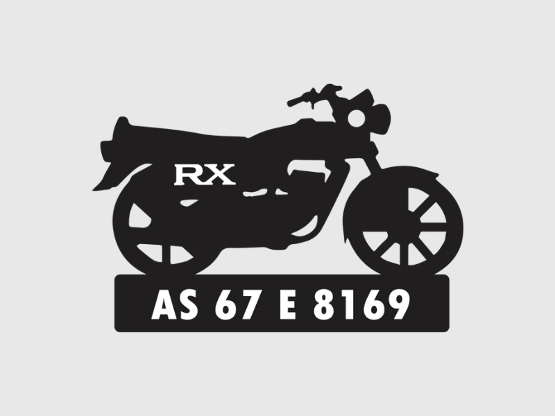 Bike Shape Number Plate Keychain VS21 Yamaha RX Wisholize