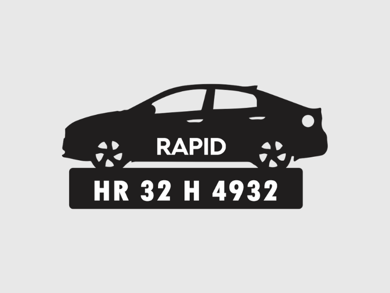 Car Shape Number Plate Keychain - VS77 - Skoda Rapid - Wisholize - Key Chain