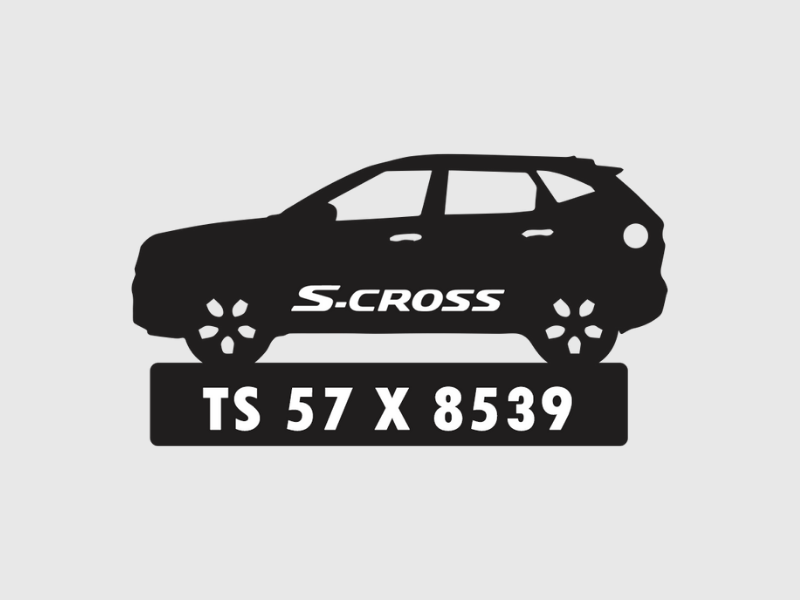 Car Shape Number Plate Keychain - VS87 - Maruti Suzuki S-Cross - Wisholize - Key Chain