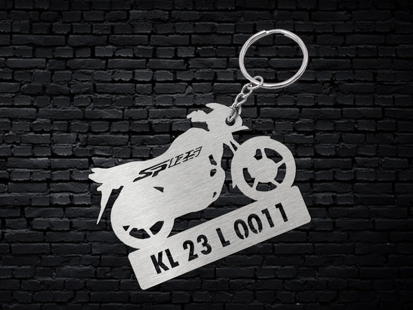 Metal Bike Shape Number Plate Keychain - MVS04 - Honda SP 125