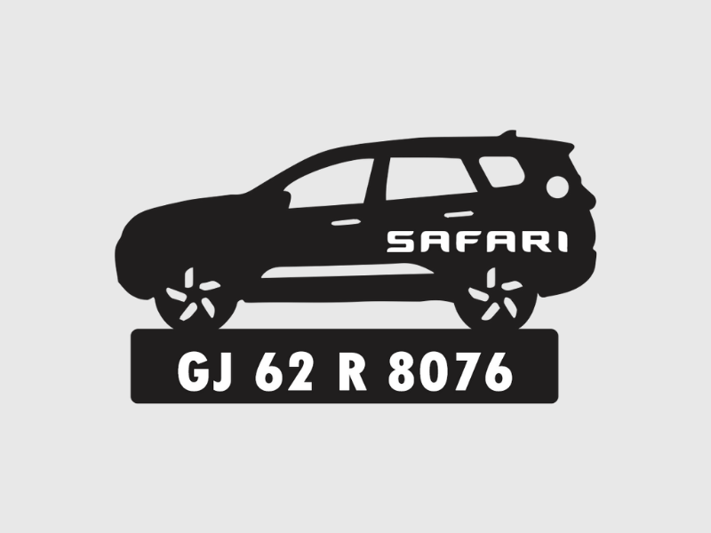 Car Shape Number Plate Keychain - VS64 - TATA Safari - Wisholize - Key Chain