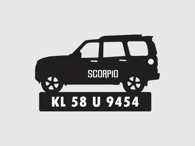 Car Shape Number Plate Keychain - VS91 - Mahindra Scorpio - Wisholize - Key Chain