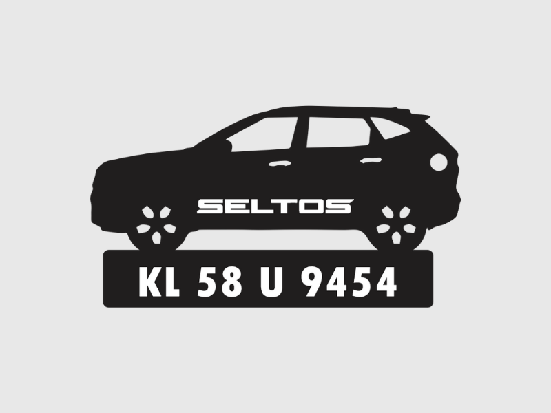 Car Shape Number Plate Keychain VS74 Kia Seltos Key Chain