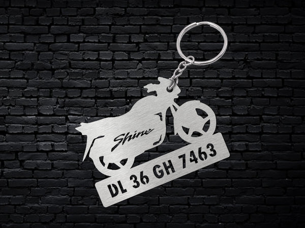 Metal Bike Shape Number Plate Keychain - MVS02 - Honda Shine