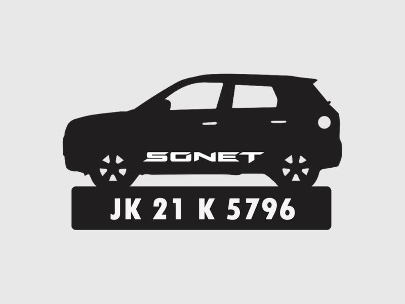 Car Shape Number Plate Keychain - VS73 - Kia Sonet - Wisholize - Key Chain