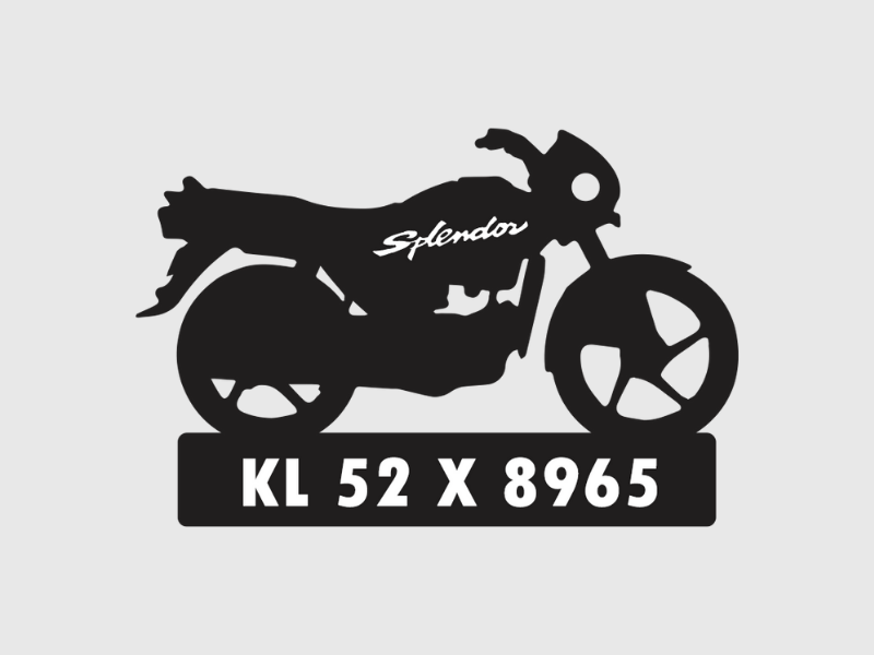 Bike Shape Number Plate Keychain - VS28 - Hero Splendor - Wisholize - Key Chain