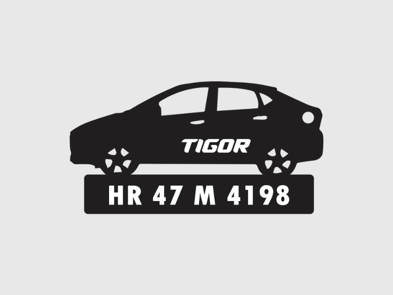 Car Shape Number Plate Keychain - VS94 - Tata Tigor