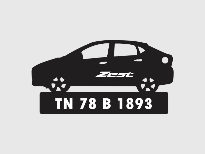 Car Shape Number Plate Keychain - VS516 - Tata Zest