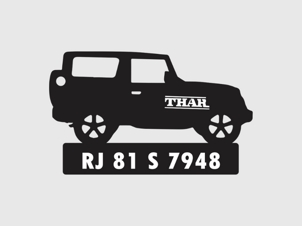 Car Shape Number Plate Keychain - VS62 - Mahindra Thar - Wisholize - Key Chain