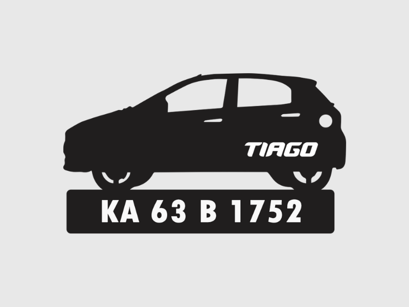 Car Shape Number Plate Keychain - VS58 - Tata Tiago - Wisholize