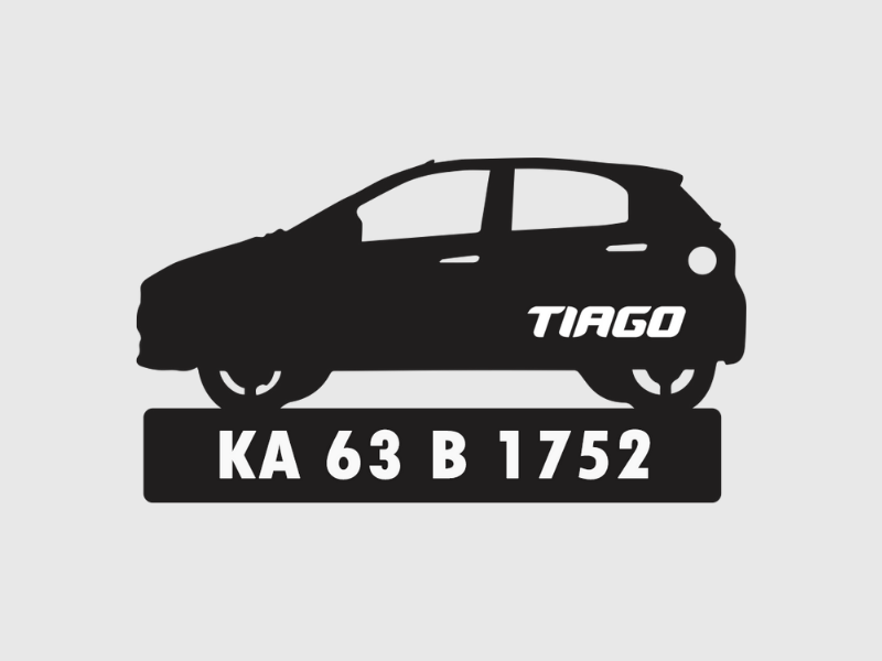 Car Shape Number Plate Keychain - VS58 - Tata Tiago - Wisholize - Key Chain