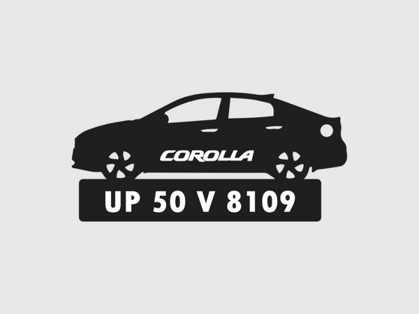 Car Shape Number Plate Keychain - VS512 - Toyota Corolla