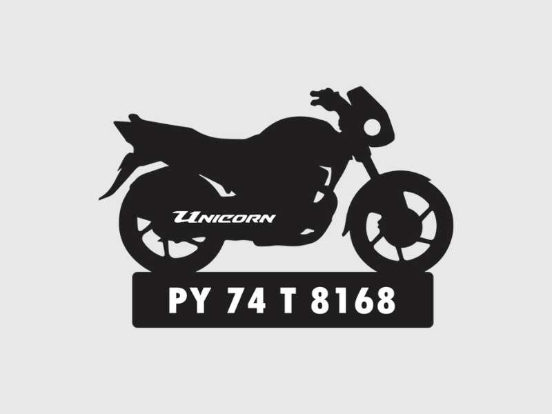 Bike Shape Number Plate Keychain - VS31 - Honda Unicorn - Wisholize - Key Chain