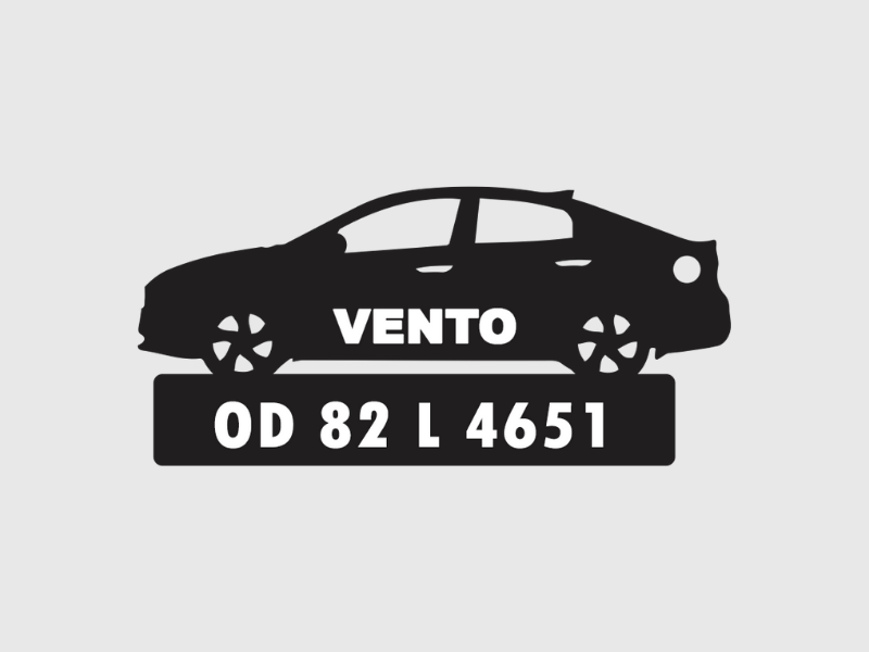 Car Shape Number Plate Keychain - VS78 - Volkswagen Vento - Wisholize - Key Chain