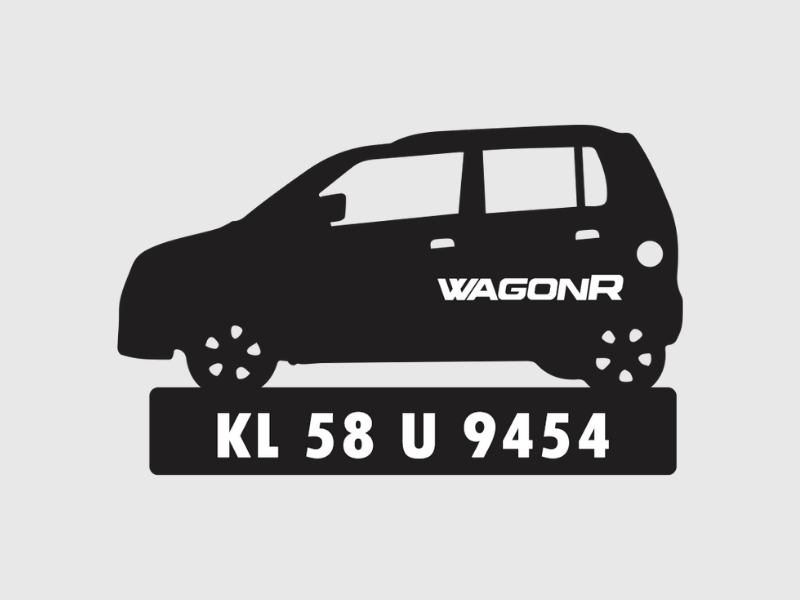 Car Shape Number Plate Keychain - VS71 - Maruti Suzuki Wagon R - Wisholize - Key Chain
