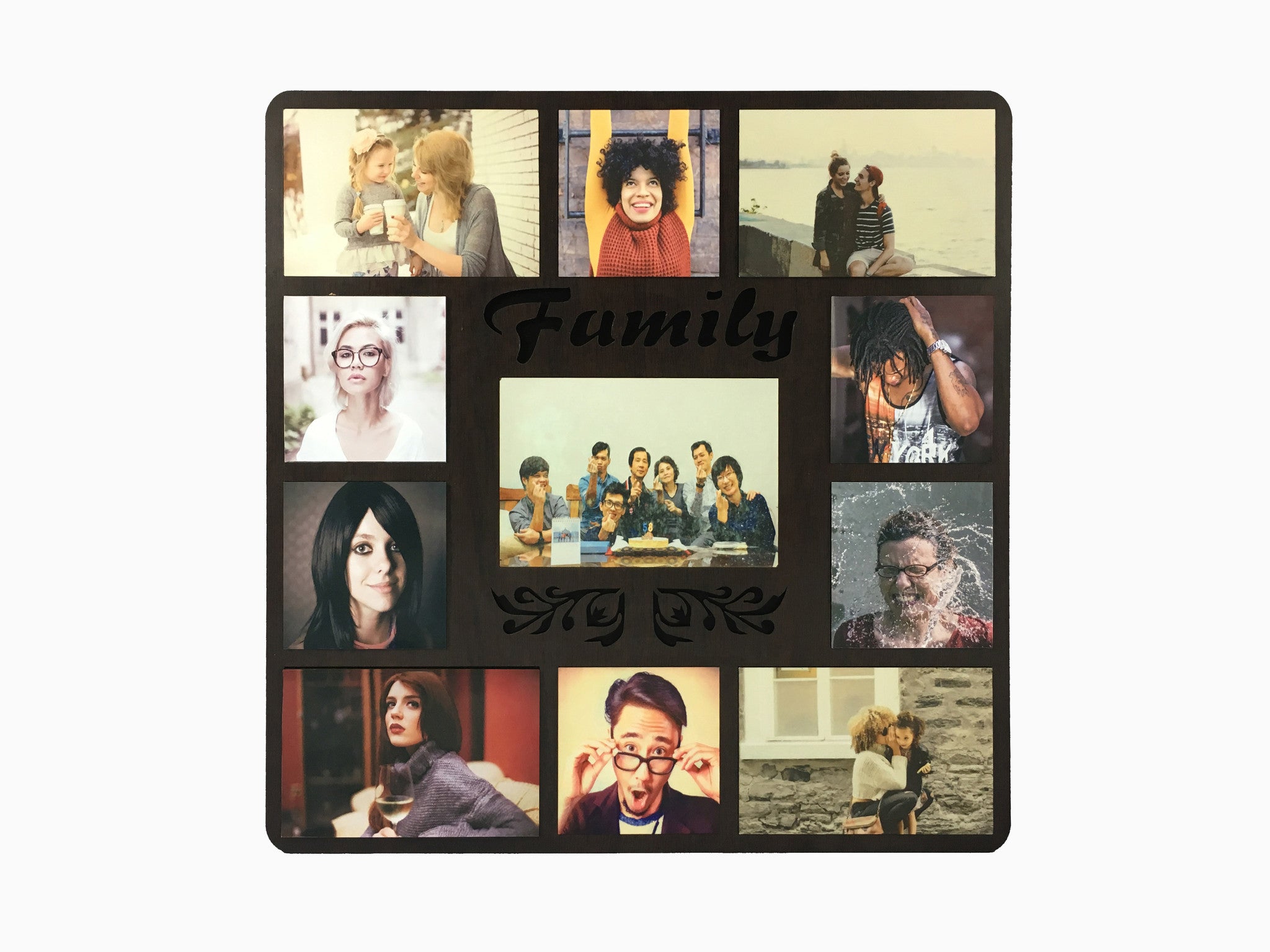 Wooden Wall Hanging Frame- Family 11 Photos; Wisholize