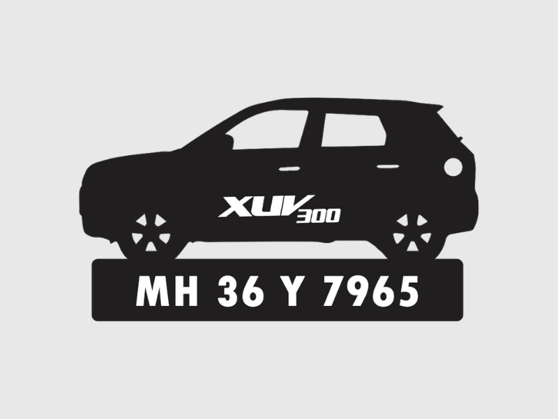 Car Shape Number Plate Keychain - VS83 - Mahindra XUV300 - Wisholize - Key Chain