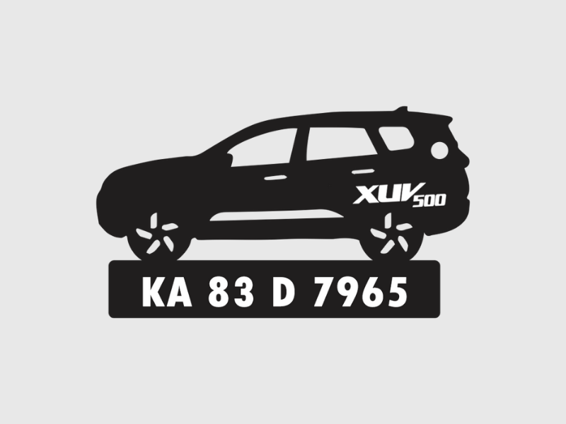Car Shape Number Plate Keychain - VS84 - Mahindra XUV500 - Wisholize - Key Chain