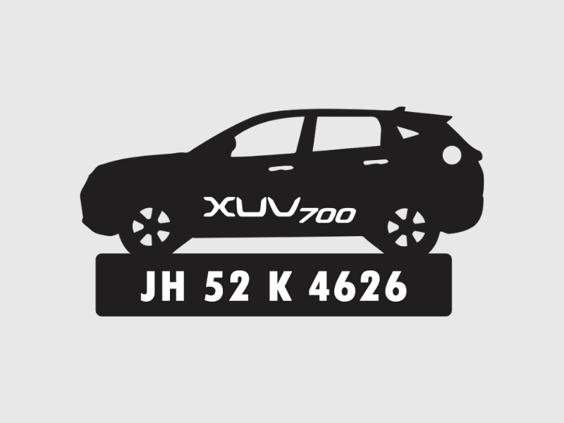 Car Shape Number Plate Keychain - VS85 - Mahindra XUV700 - Wisholize - Key Chain
