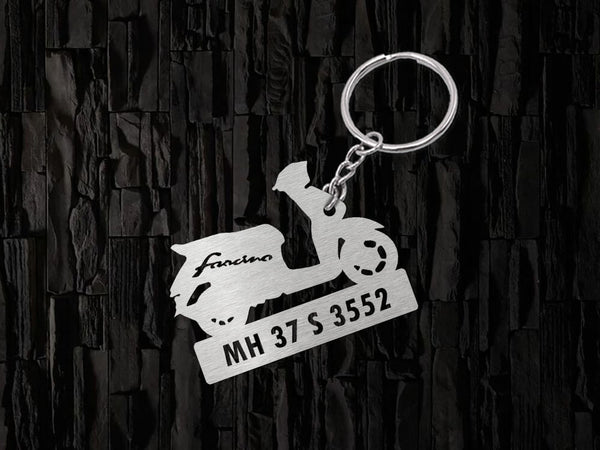 Metal Bike Shape Number Plate Keychain - MVS03 - Yamaha Fascino
