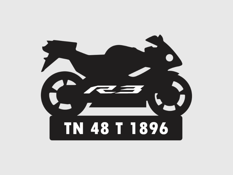 Bike Shape Number Plate Keychain - VS128 - Yamaha R3