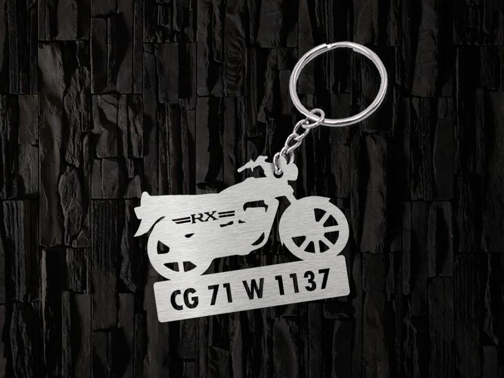 Metal Bike Shape Number Plate Keychain - MVS12 - Yamaha RX