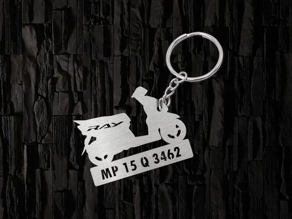 Metal Bike Shape Number Plate Keychain - MVS92 - Yamaha Ray