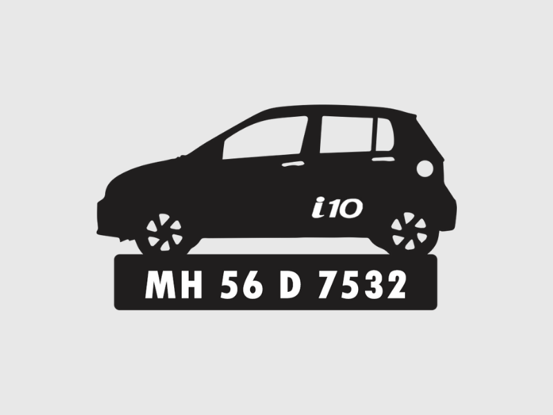 Car Shape Number Plate Keychain - VS81 - Hyundai i10 - Wisholize - Key Chain