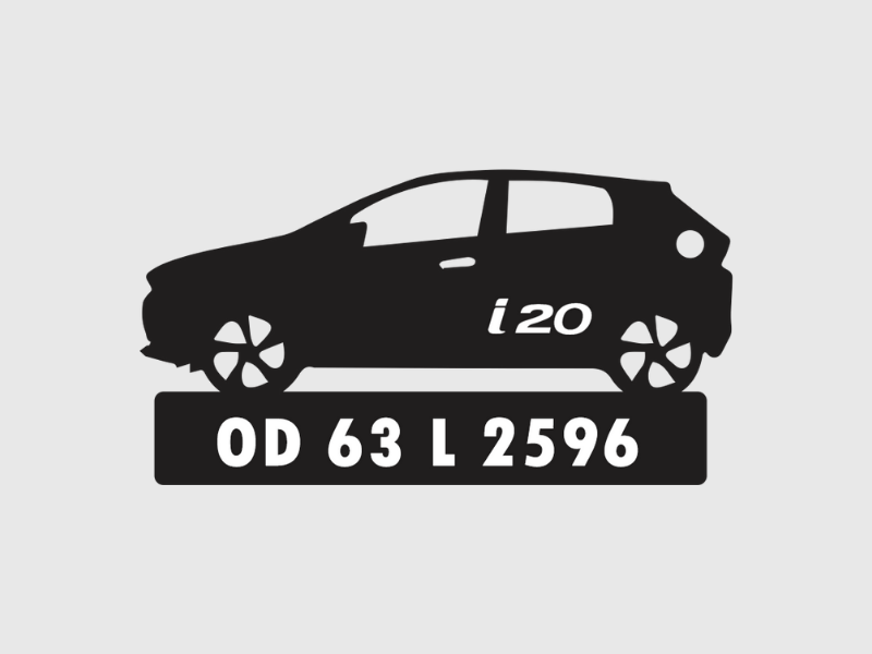 Car Shape Number Plate Keychain - VS82 - Hyundai i20 - Wisholize - Key Chain